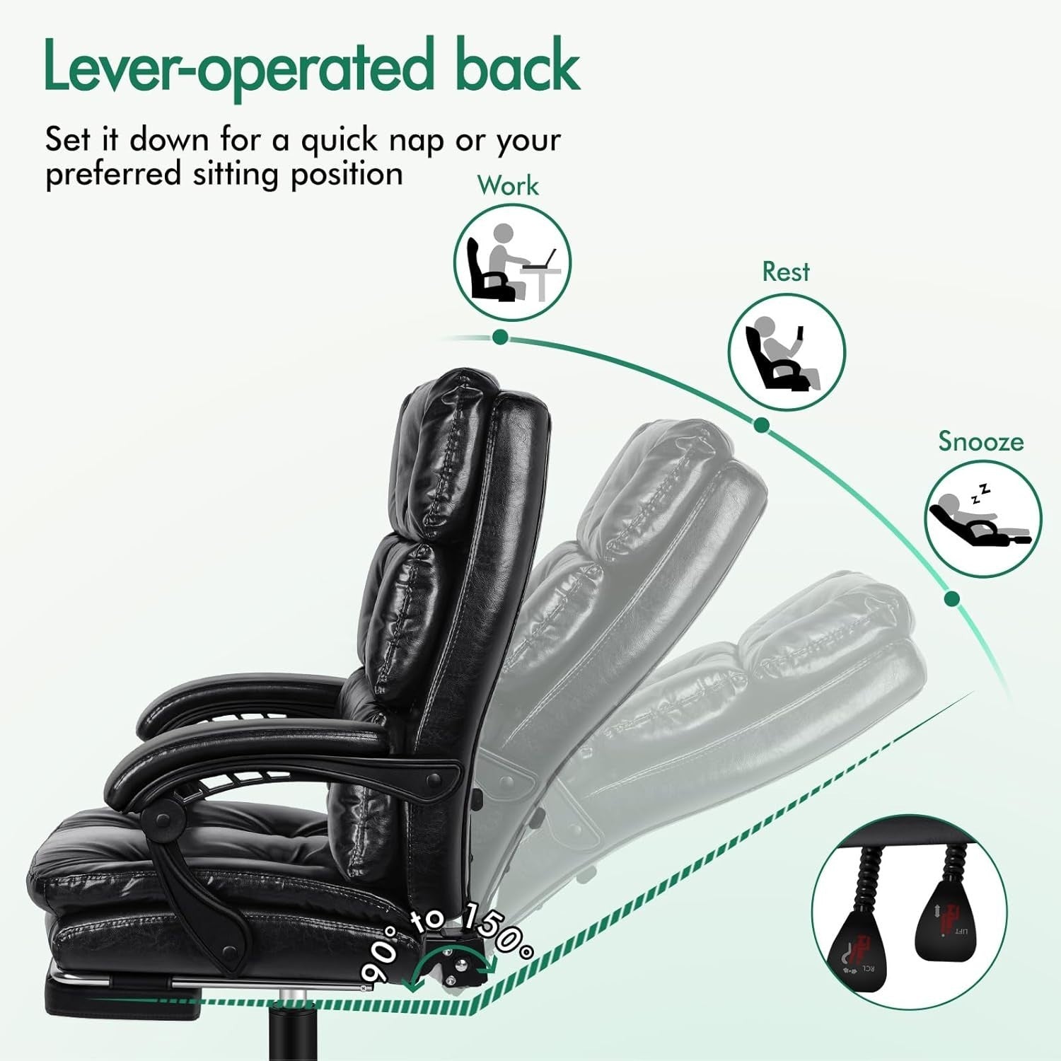 Luxury Ergonomic Office Chair Recliner Executive PU Leather Gaming Desk Seat