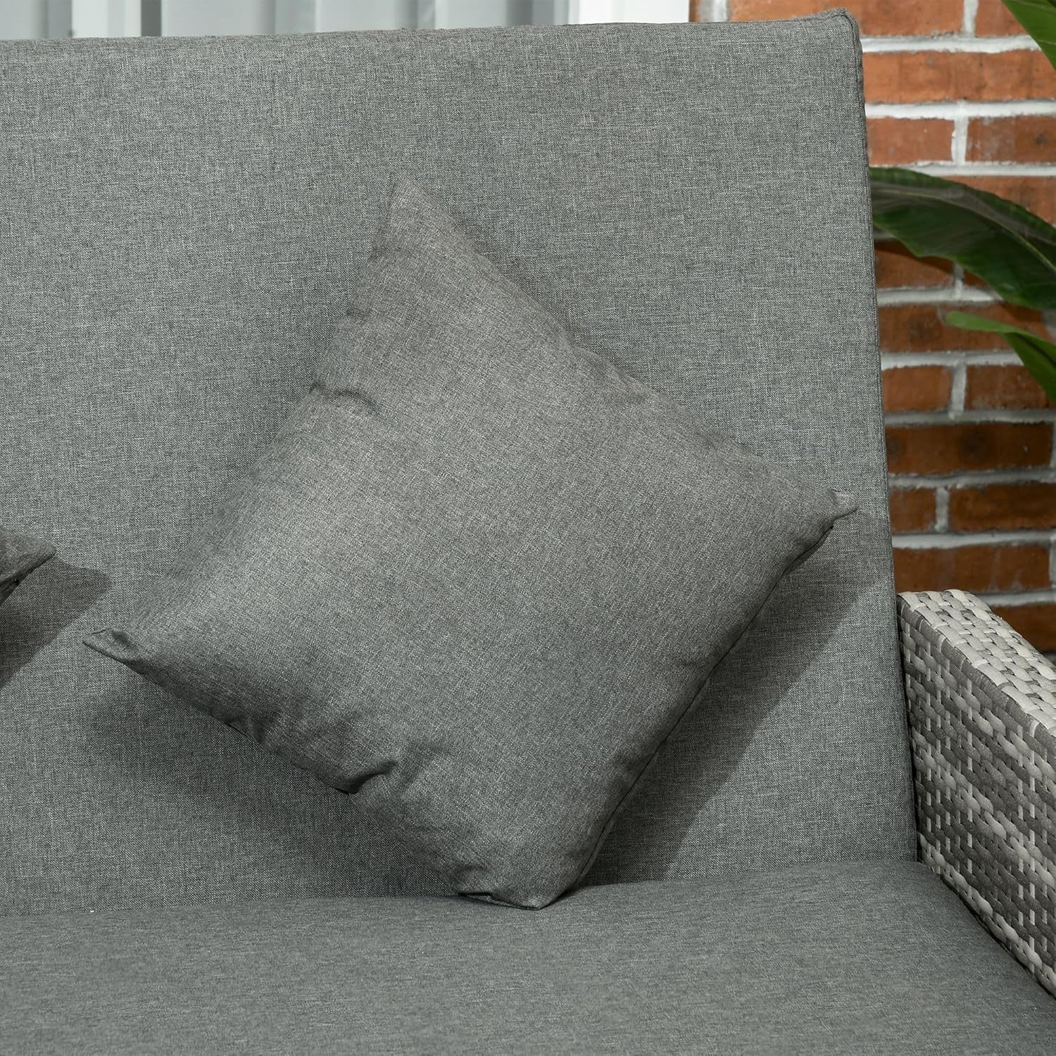 3-in-1 Mixed Grey Rattan Outdoor Daybed with Adjustable Back & Ottoman