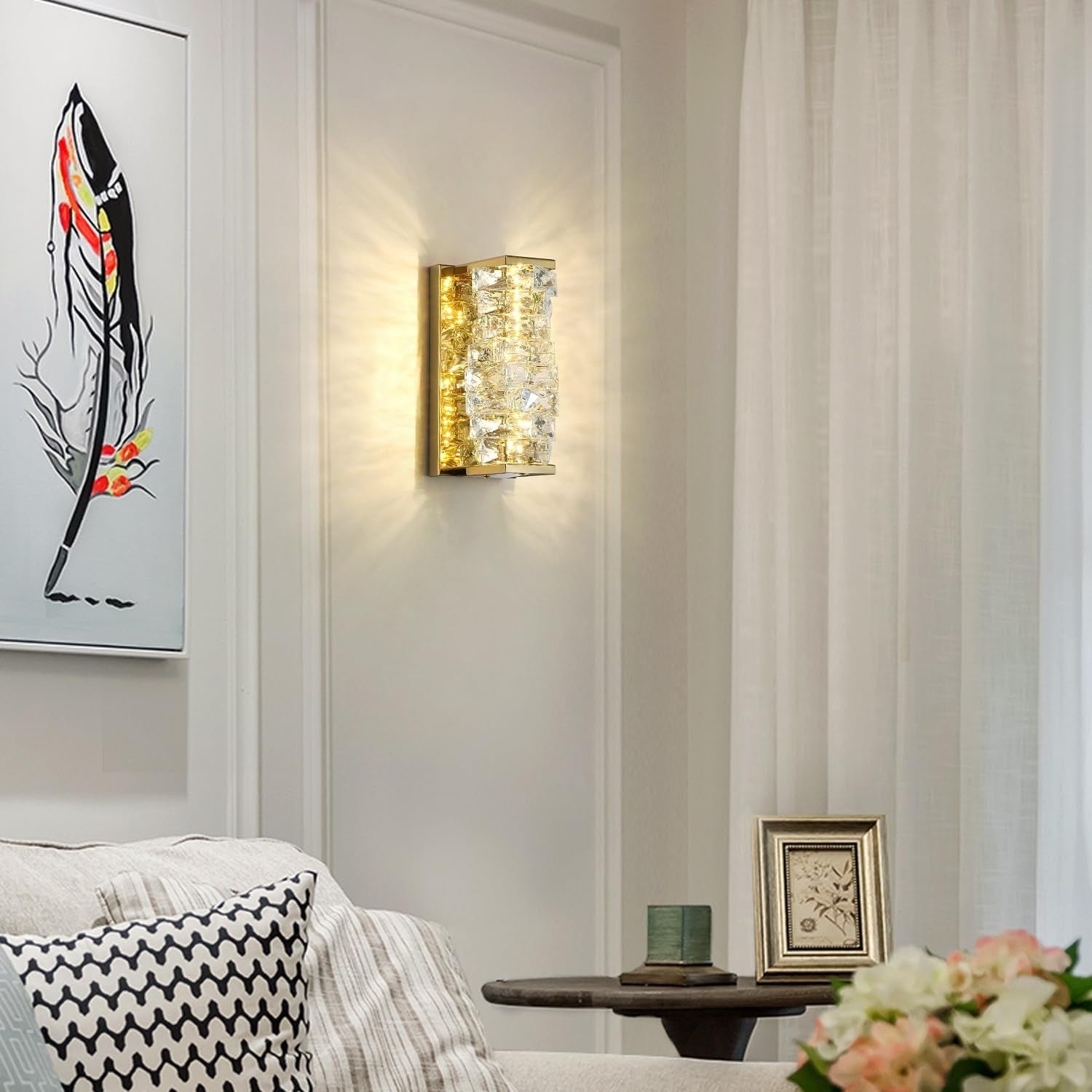 Gold Crystal Wall Light LED Sconce | Luxury Hallway Bedroom Fixture