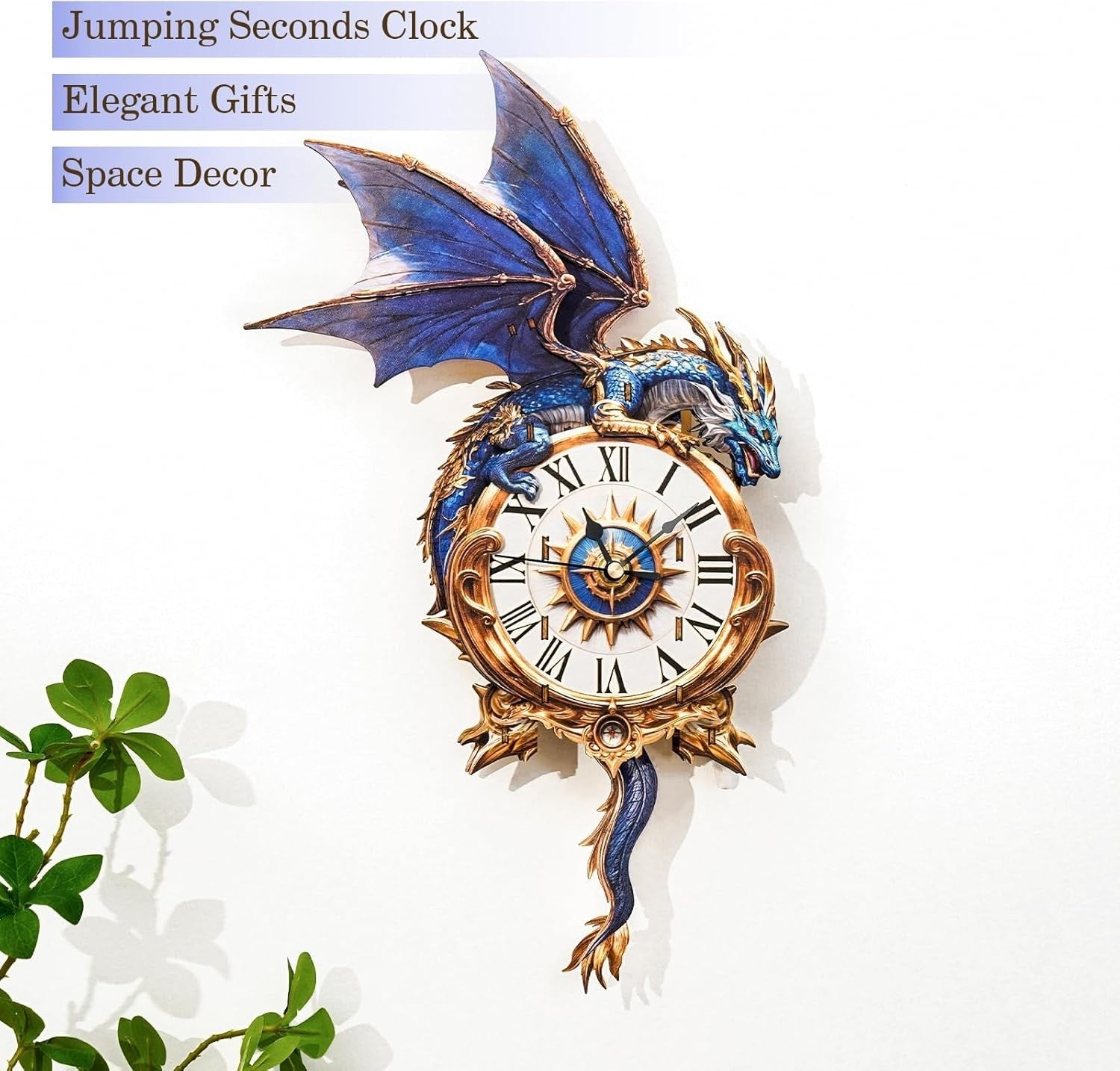 3D Wooden Blue Dragon Puzzle Clock DIY Kit for Home Decor 242x69x418mm
