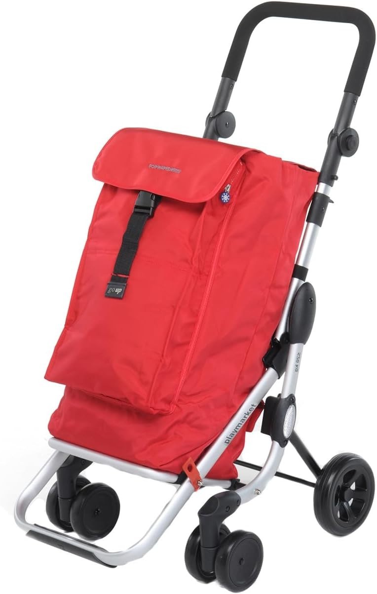 Foppapedretti Go Up Shopping Trolley Red Durable Metal & Rubber Foldable