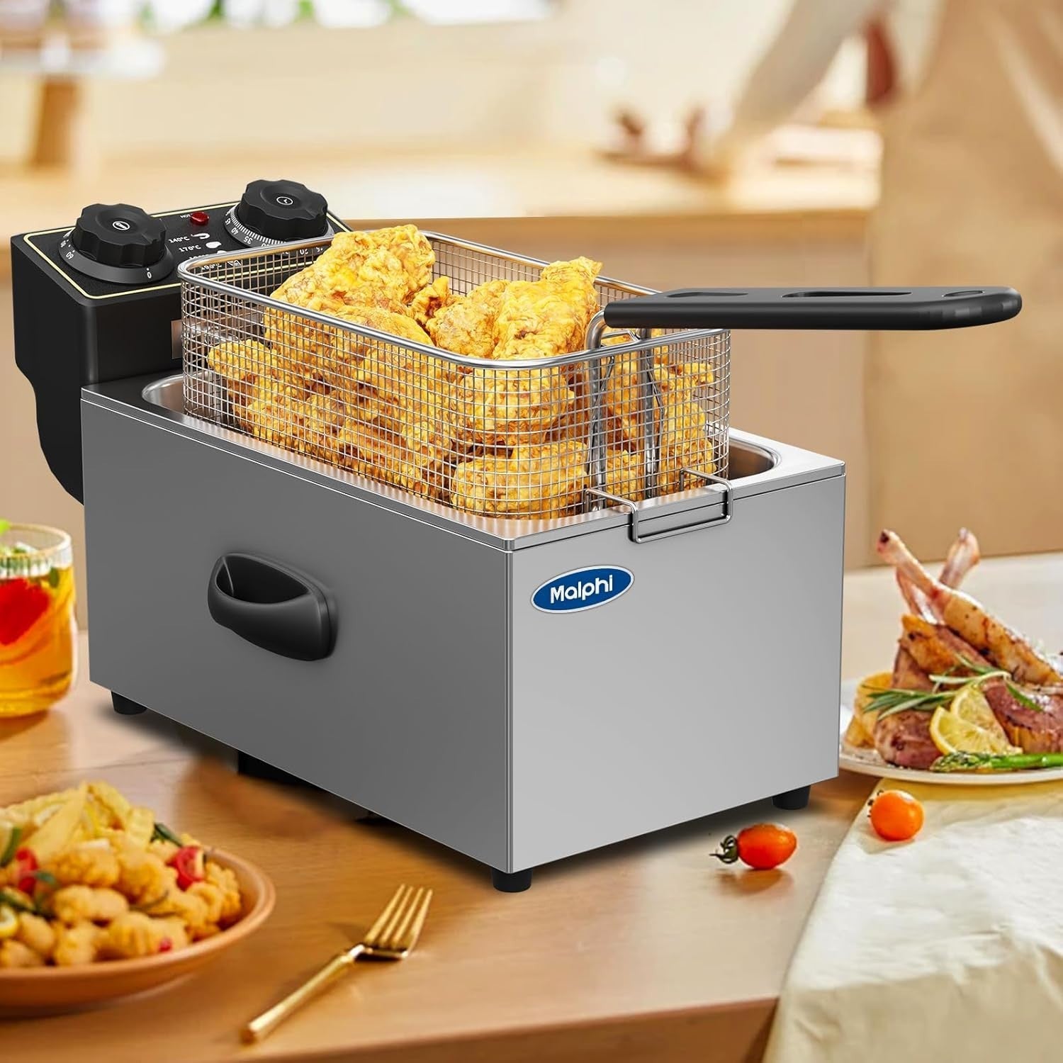 3L Deep Fat Fryer 2000W Adjustable Temp Electric Chip Fryer