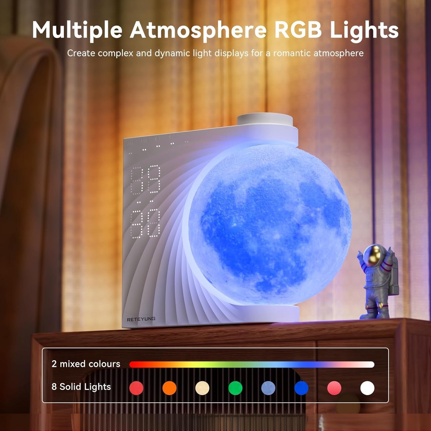 Sunrise Alarm Clock Wake Up Light Moon Lamp LED Night Light Sounds