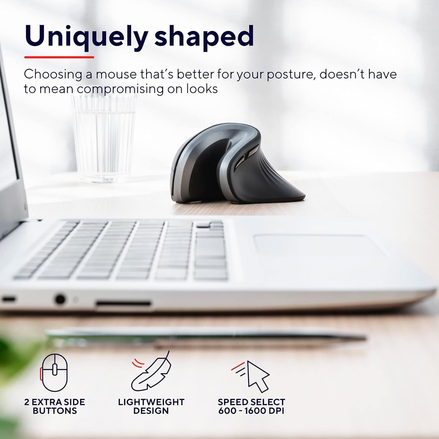 Wireless Vertical Ergonomic Mouse 60° 6 Buttons Adjustable DPI