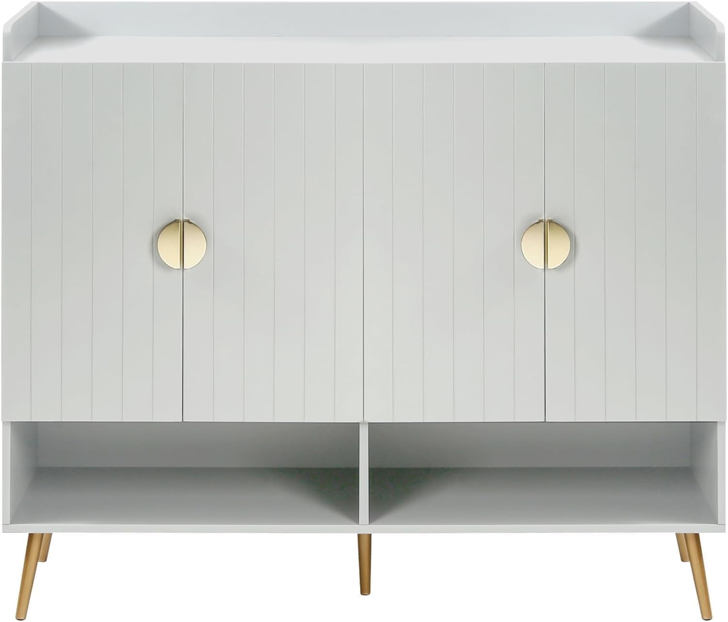 Large White Shoe Cabinet 4 Door Cupboard with Adjustable Shelves 120x35x100cm