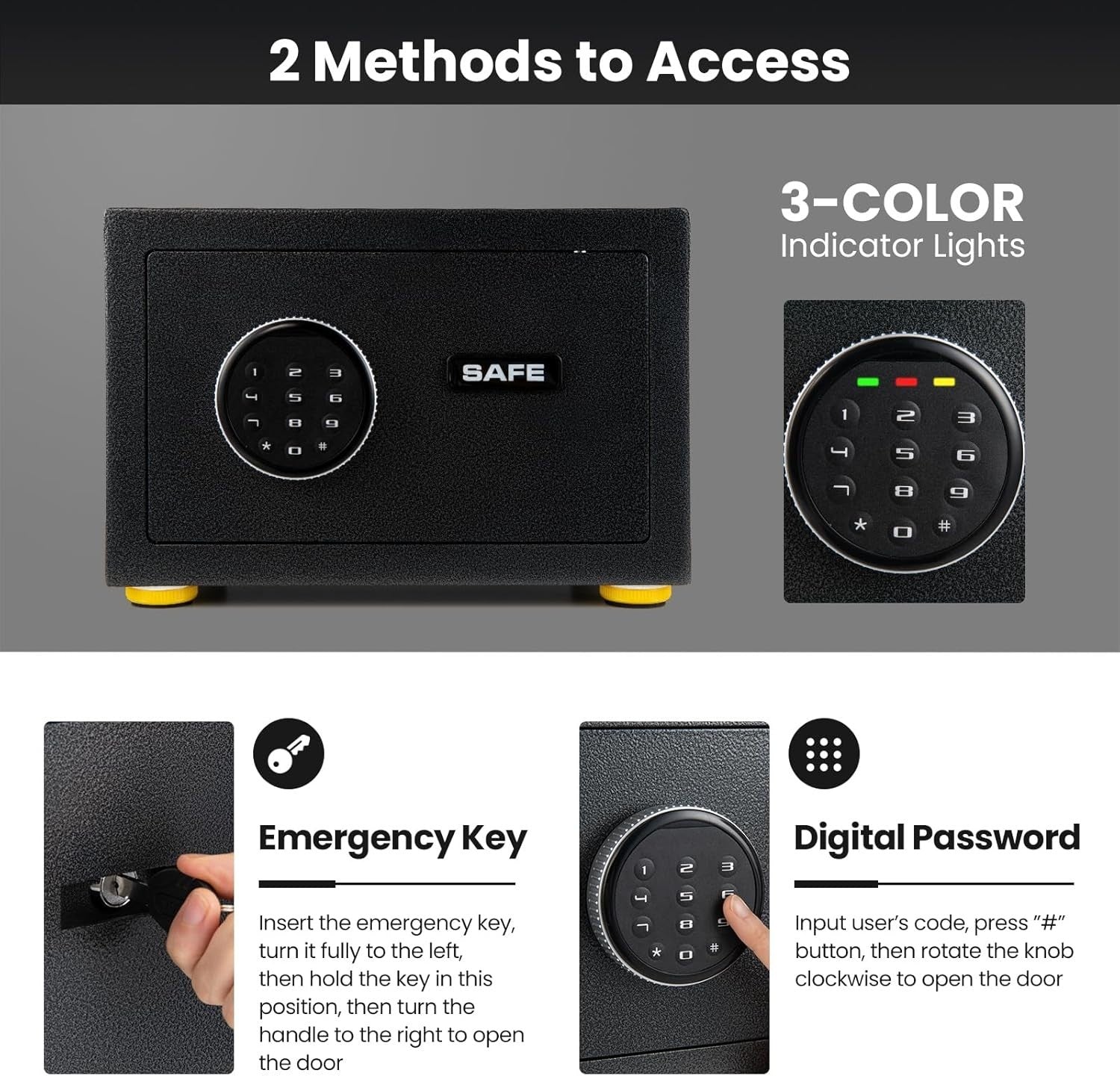 Digital Security Safe Box Keypad Lock Alarm Home Office Steel