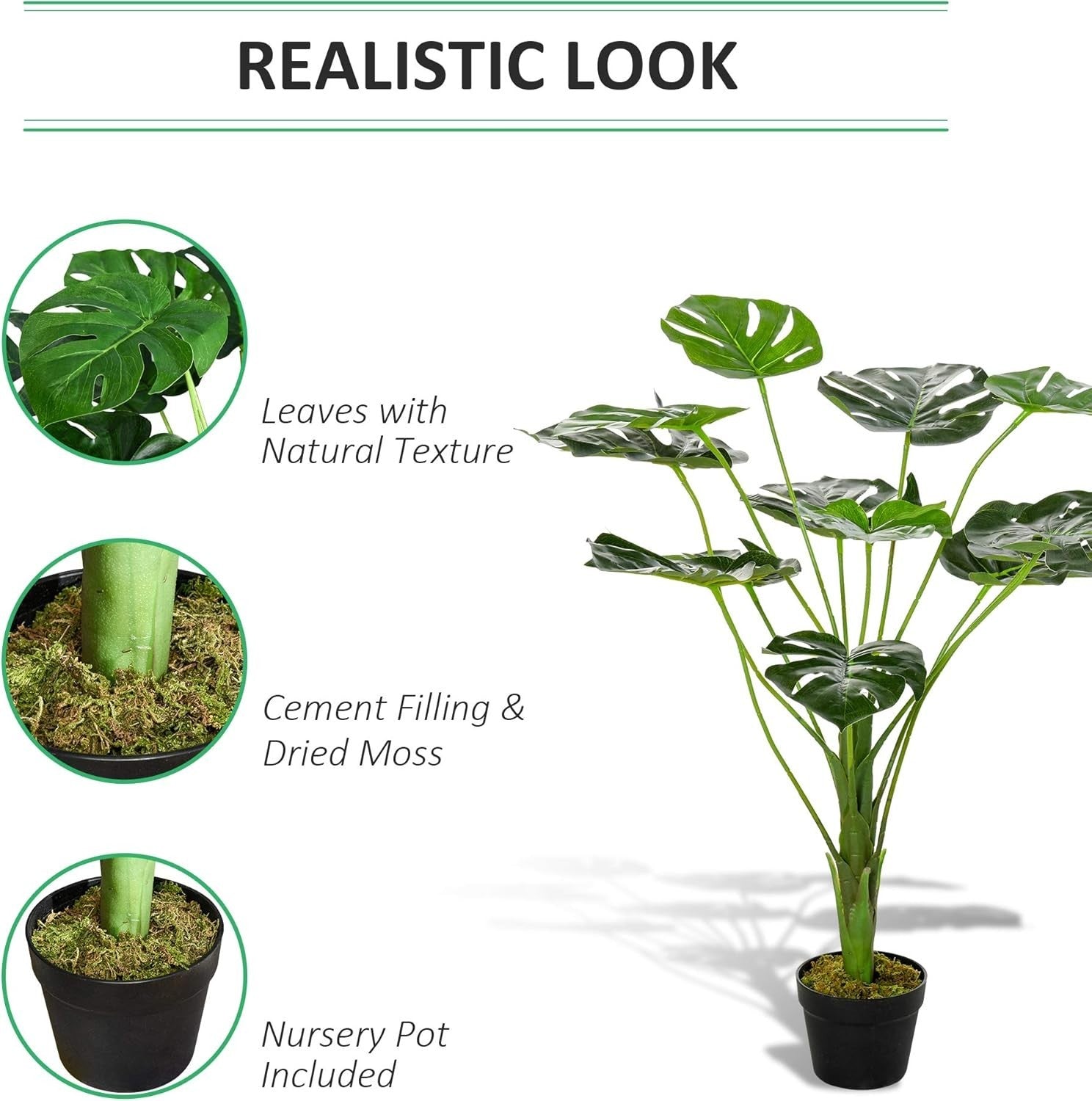 85cm Artificial Monstera Tree Potted Plant Faux Tropical Indoor Outdoor Decor