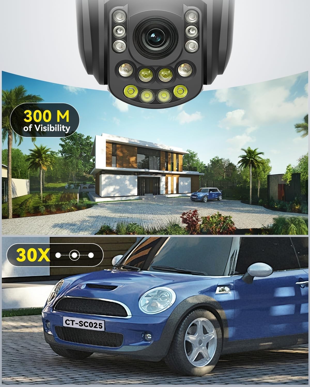 4K PTZ Security Camera 30X Optical Zoom WiFi AI Auto Tracking CCTV