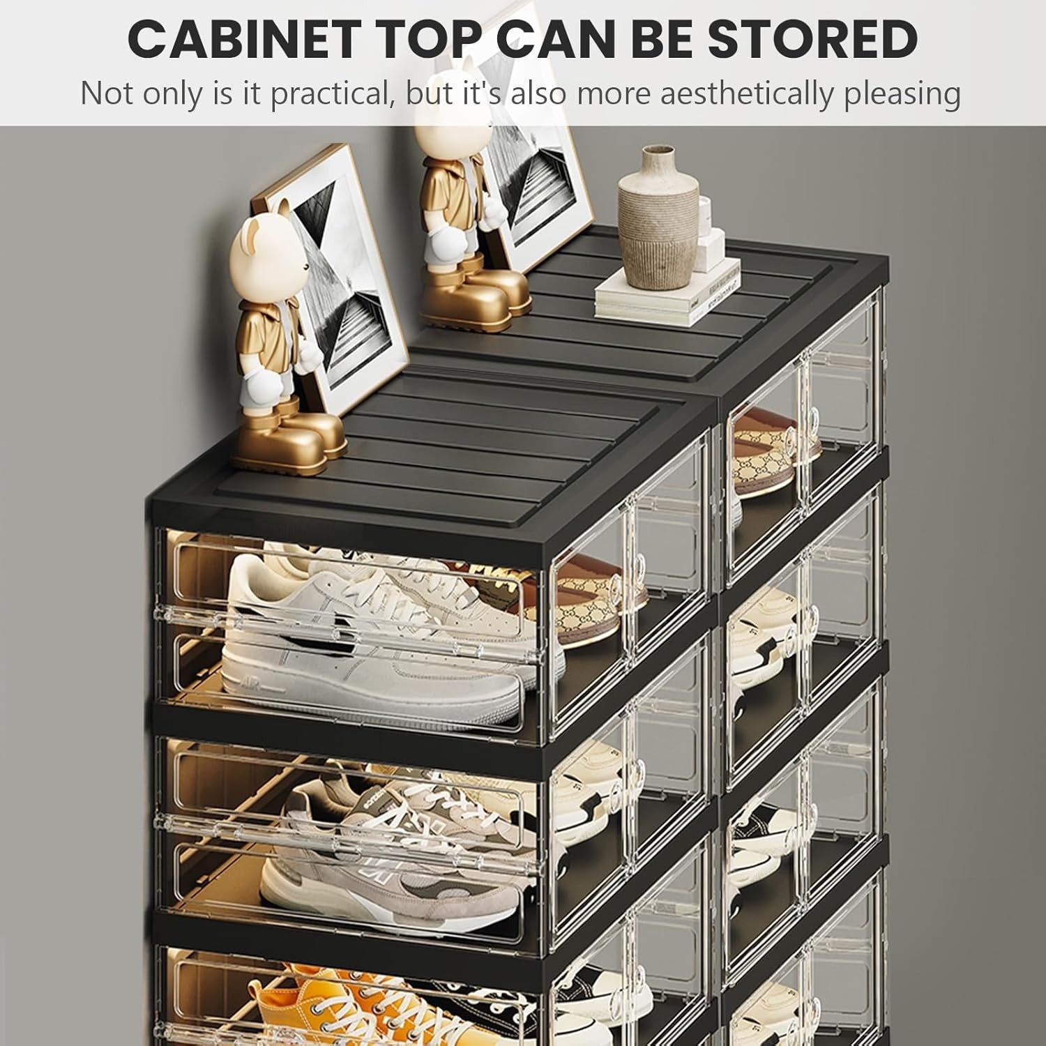 9 Tier Foldable Shoe Cabinet 36 Pair Storage Rack with Doors – Large Space Saver