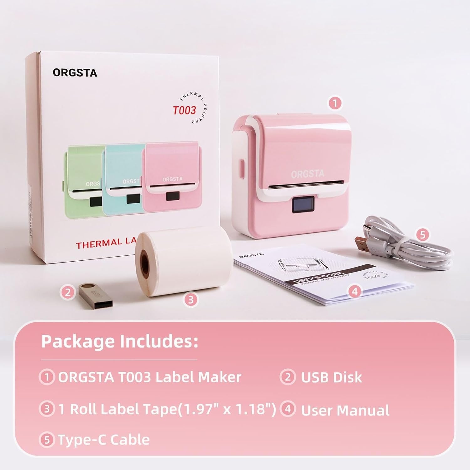 T003 Thermal Label Maker – Bluetooth & USB Mini Portable Printer