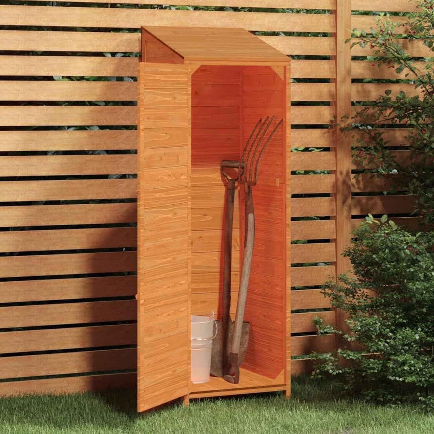 Wooden Garden Shed Outdoor Storage Cabinet with Shelves Weatherproof Brown