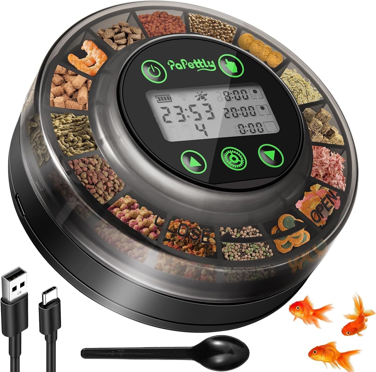 Automatic Fish Feeder USB Rechargeable LCD Timer Aquarium Food Dispenser