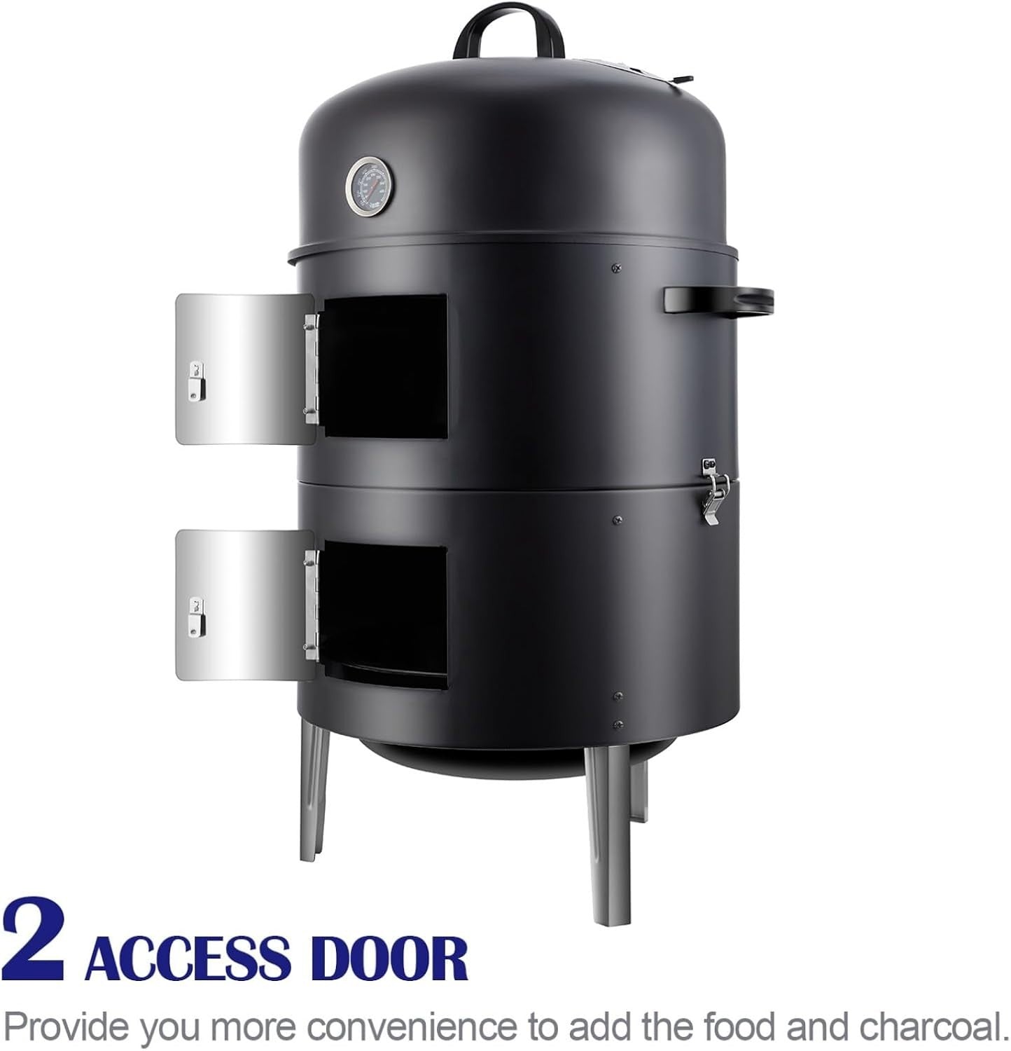 3-in-1 Charcoal BBQ Smoker Grill | Heavy Duty Outdoor Drum | Adjustable Air Vent