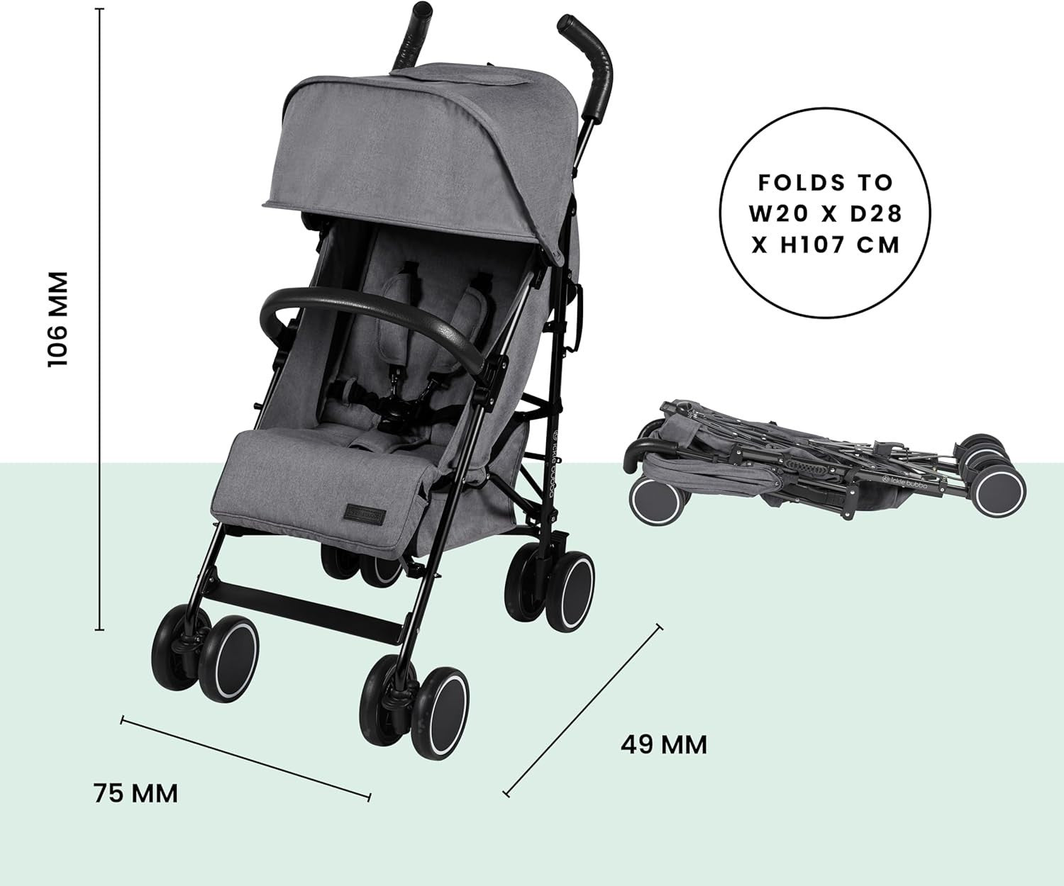 Compact Lightweight Baby Stroller Graphite Grey 6 Months-4 Years Recline UPF50+