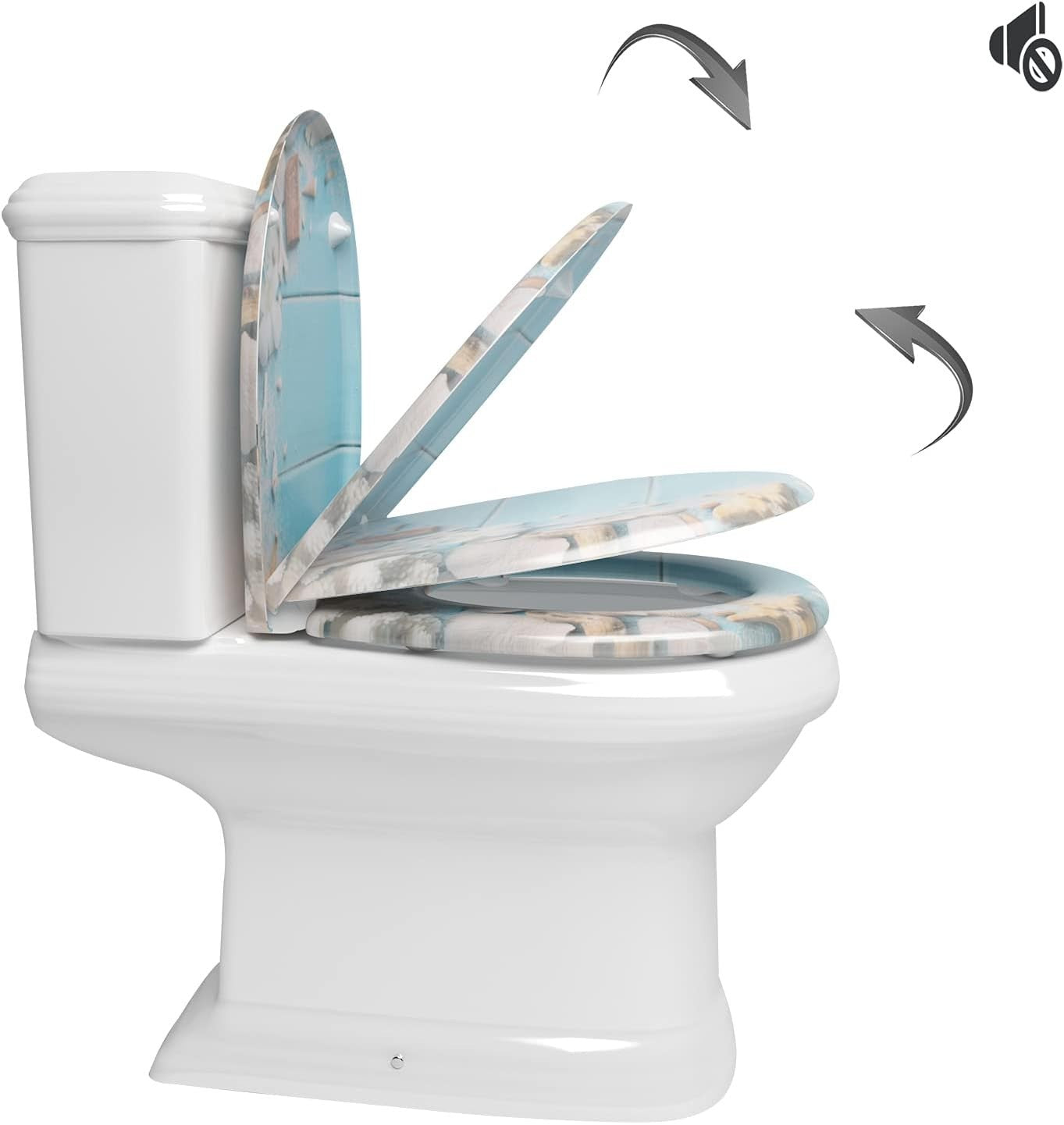 Soft Close Toilet Seat Quick Release Anti-Slip O Shape Adjustable Hinges