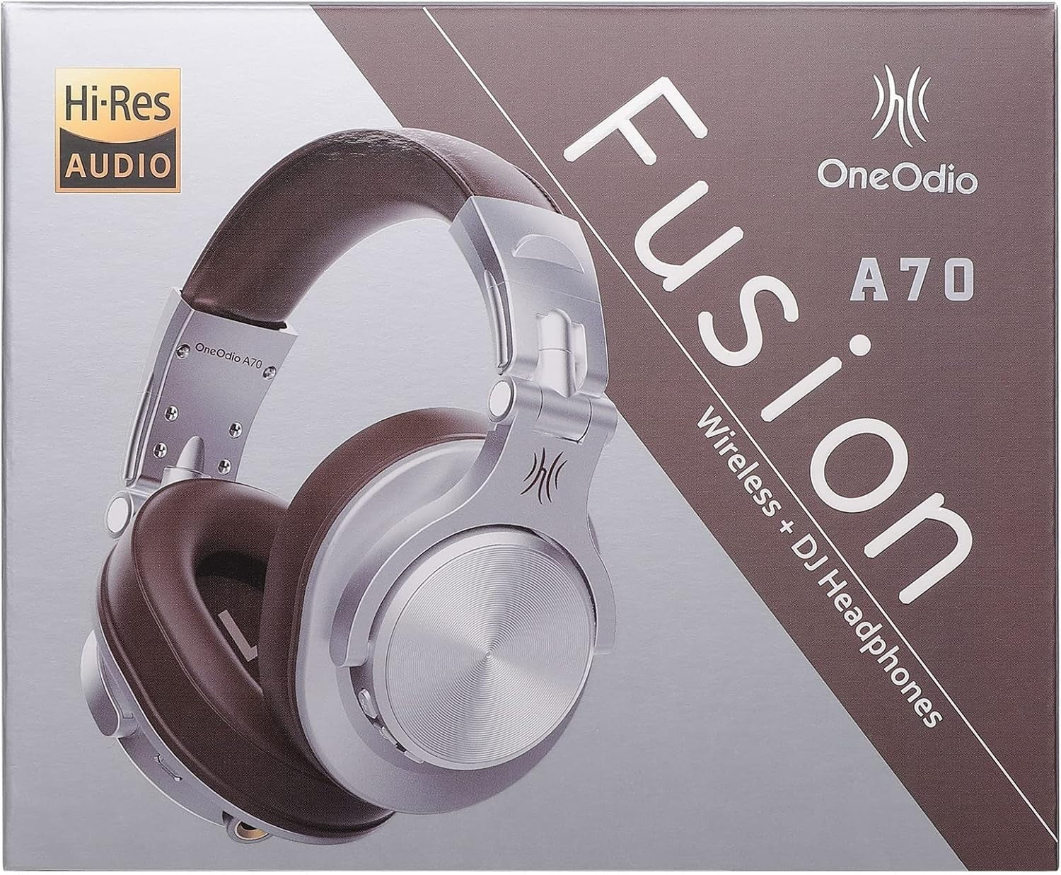 OneOdio Silver Bluetooth Headphones 72H Studio Over Ear Foldable DJ Monitor
