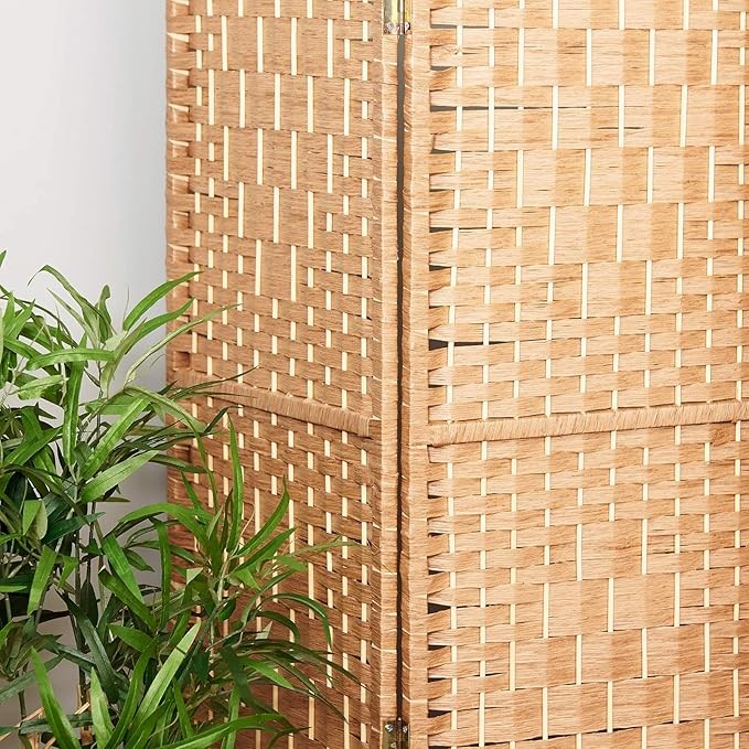 Wicker Folding Room Divider Screen 6 Panel Natural Solid Weave Privacy Partition