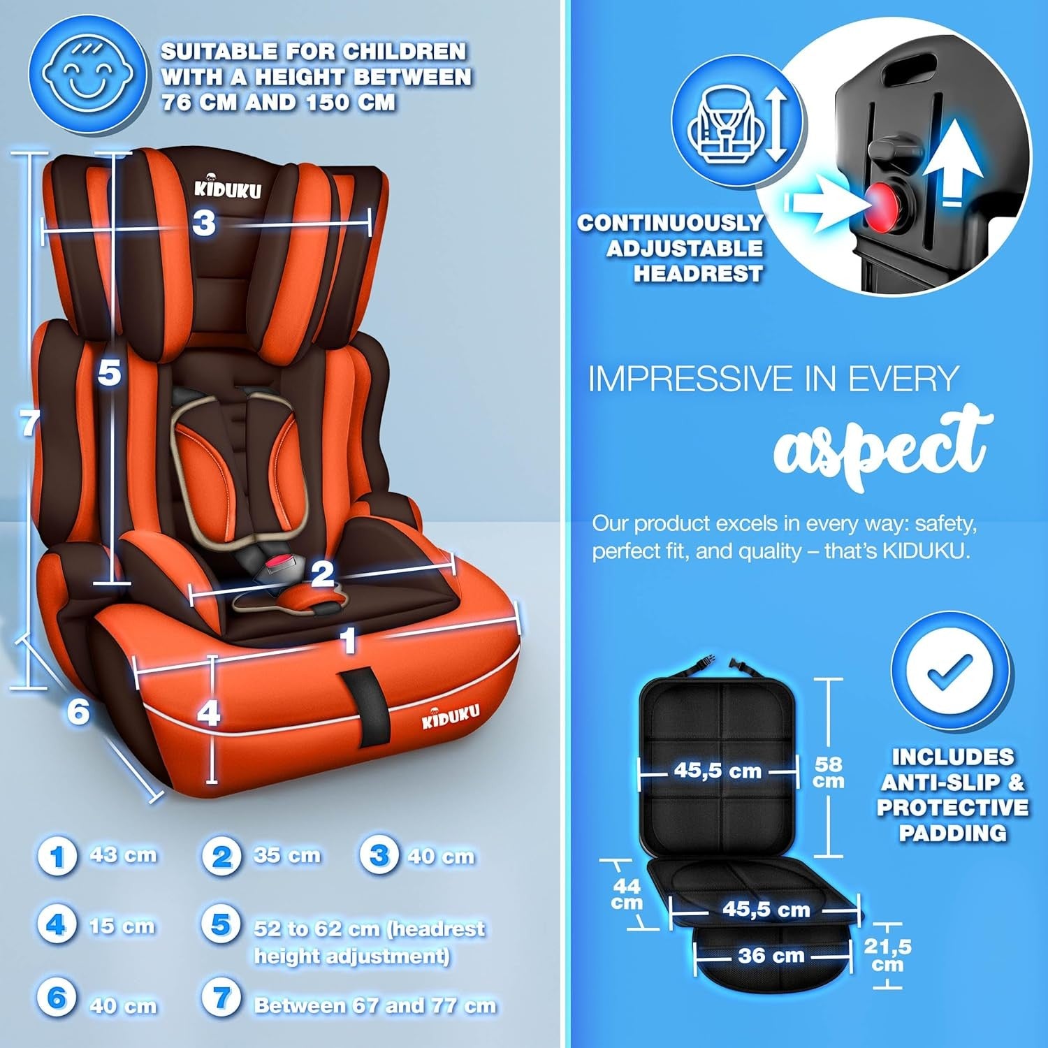 3 in 1 Child Car Seat Booster Group 1/2/3 9–36kg 1–12 Years