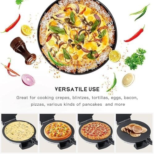 Electric Pizza & Crepe Maker 1200W | Non-Stick Stainless Tortilla Press