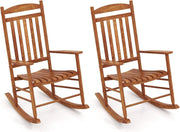 Outdoor Wooden Rocking Chair High-Back Ergonomic Patio Lounge Seat