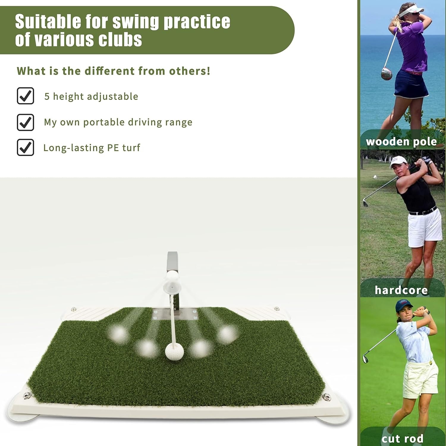 Golf Swing Trainer Mat with Arm Guide Practice Aid Large
