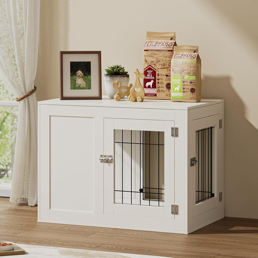 Medium Wooden Dog Crate Furniture 91x68x57cm Indoor Kennel, Lockable, Durable