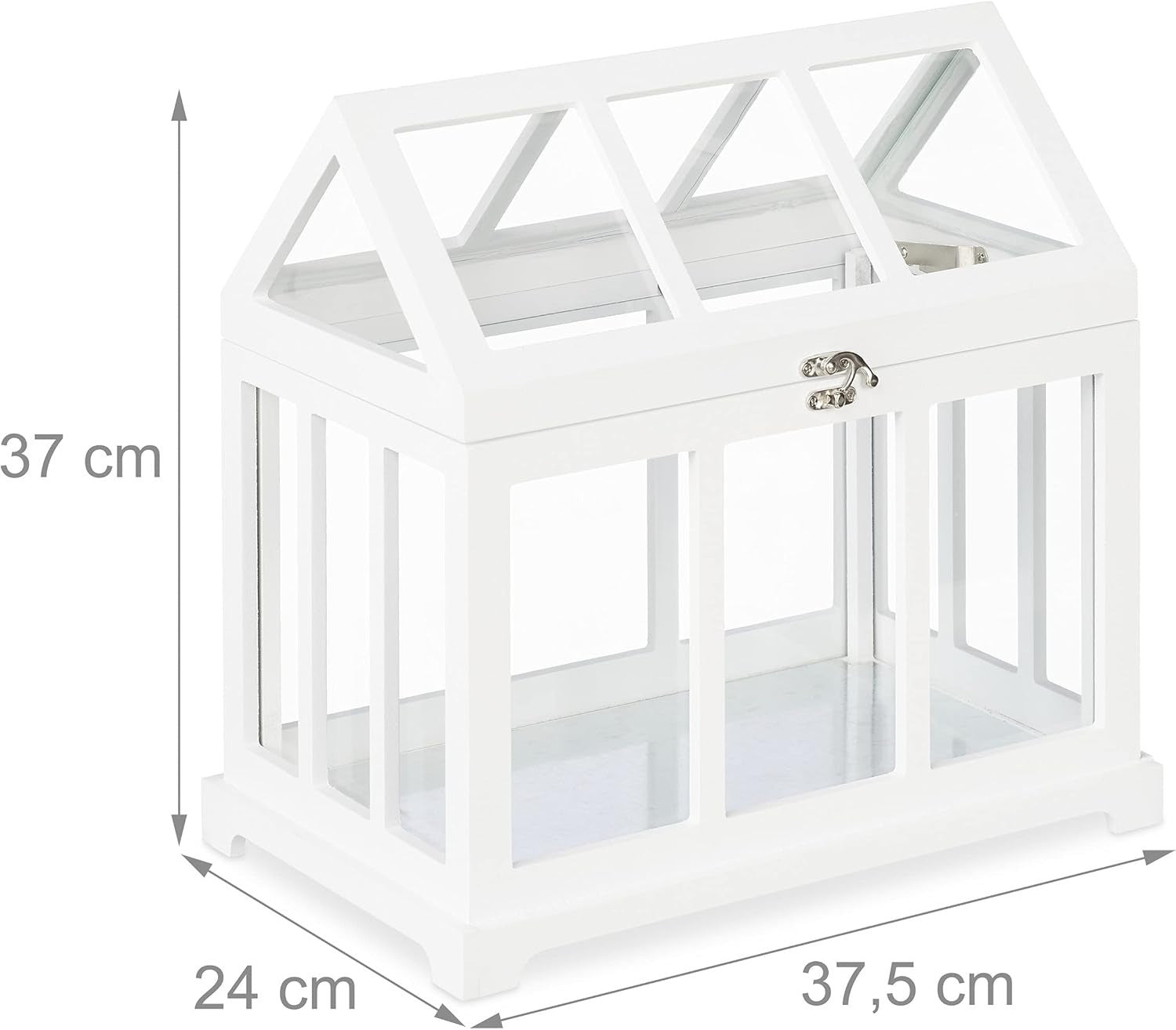 Set of 2 Indoor Mini Greenhouses Glass MDF Herb Planters Decorative Display