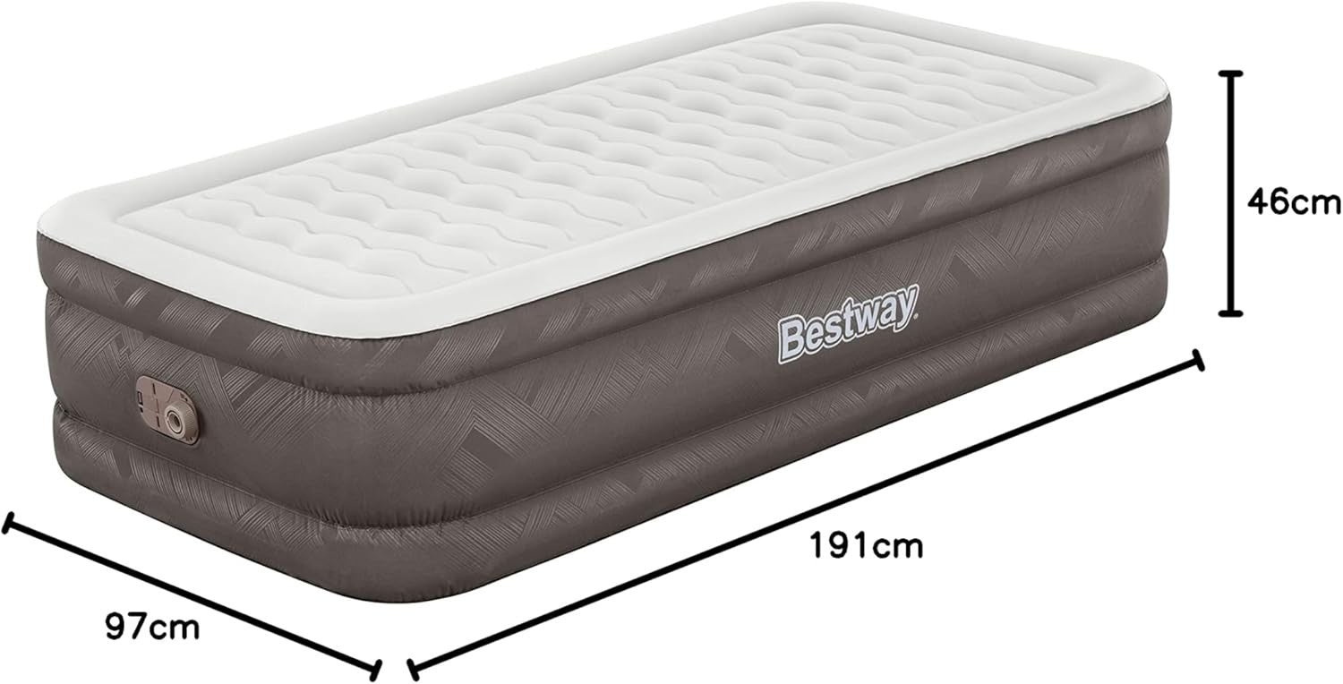 Twin Air Mattress with Built-In Pump Fast Inflate AC Pump 180kg Max Support
