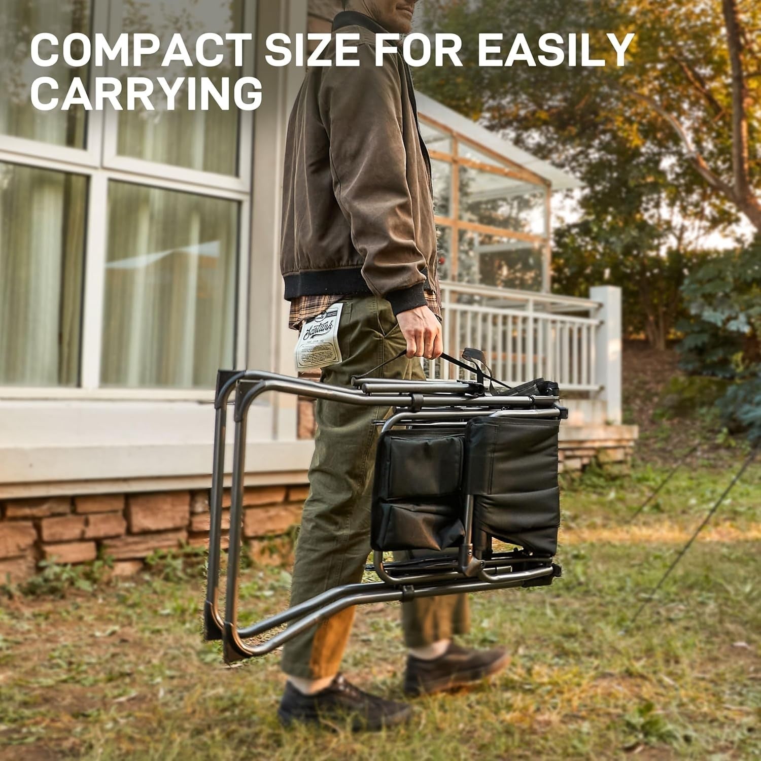Tall Folding Camping Chair with Side Table & Storage Pockets, 160KG Load