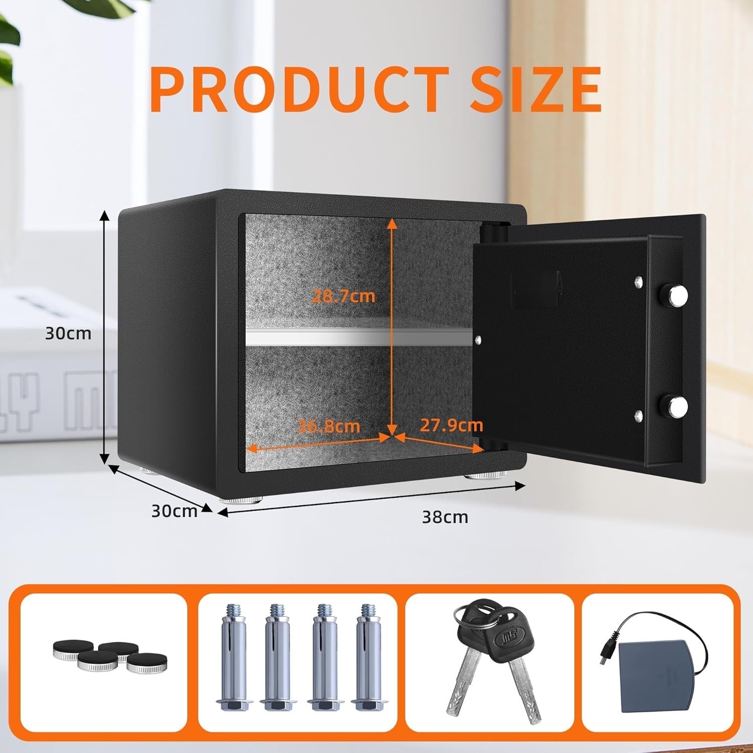 Biometric Fingerprint Safe 34L Digital Keypad Home Office Security