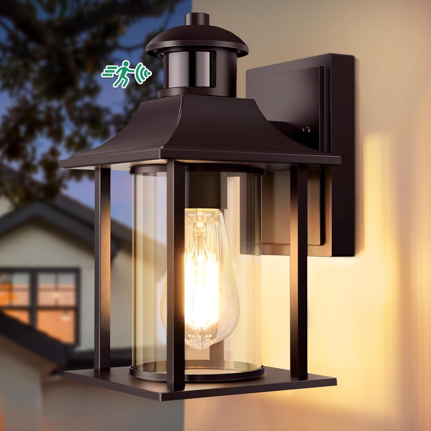 Waterproof Outdoor Motion Sensor Wall Light with Bulb, Aluminium Sconce