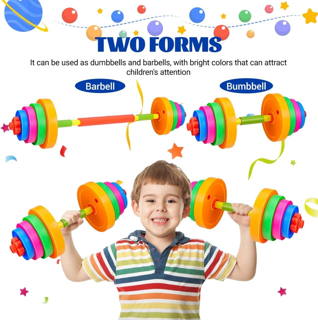 Kids Adjustable Dumbbell Barbell Set Water Filled Weights Age 3–8