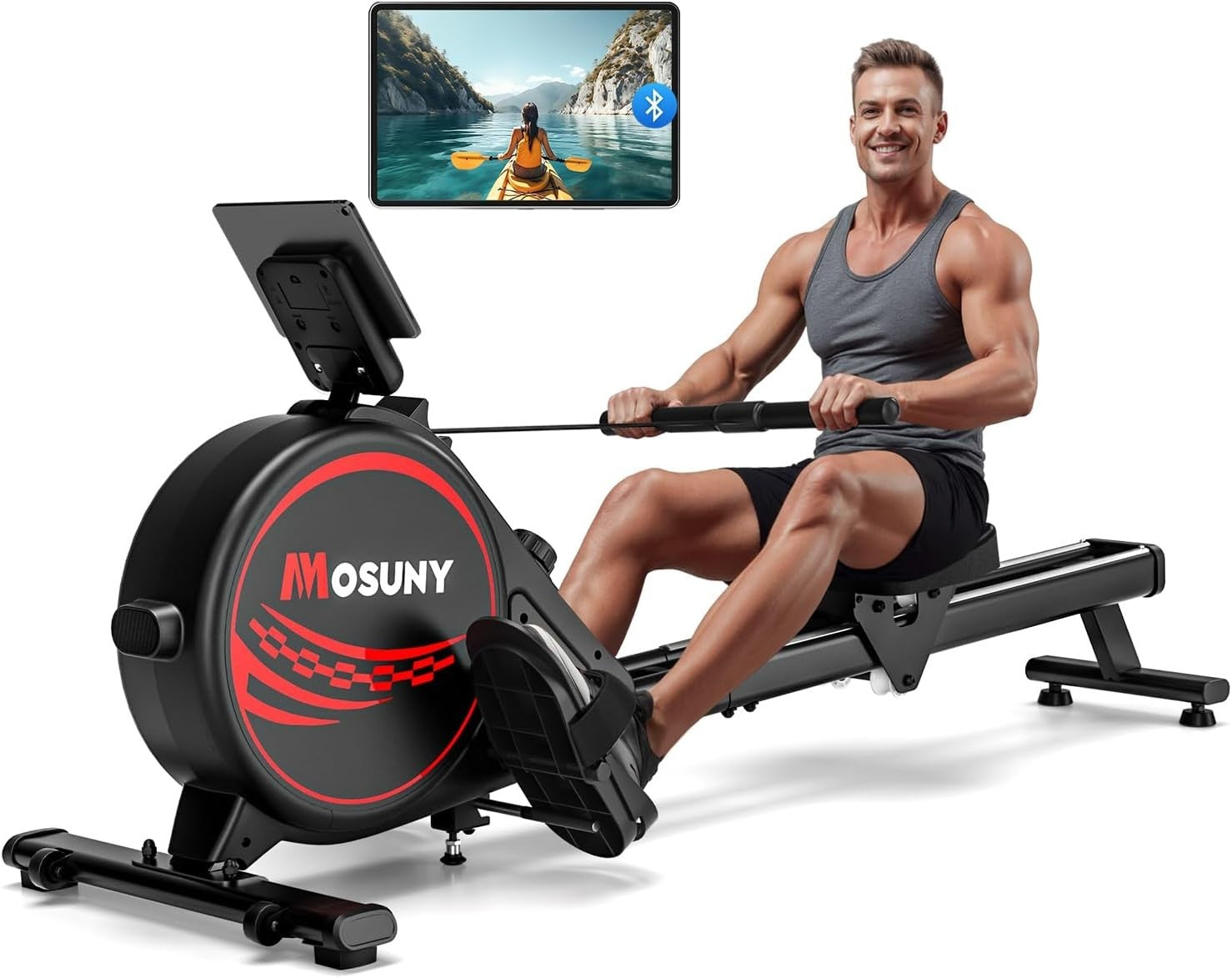 Quiet Magnetic Rower 16-Level Resistance Dual Slide Rails App Tracking 350LB