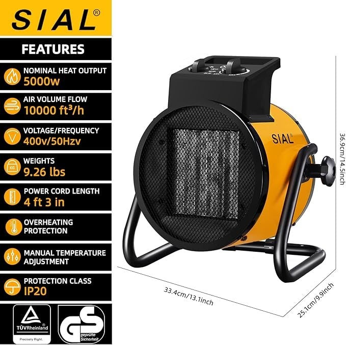 5kW Portable Electric Heater Energy Efficient Indoor Outdoor