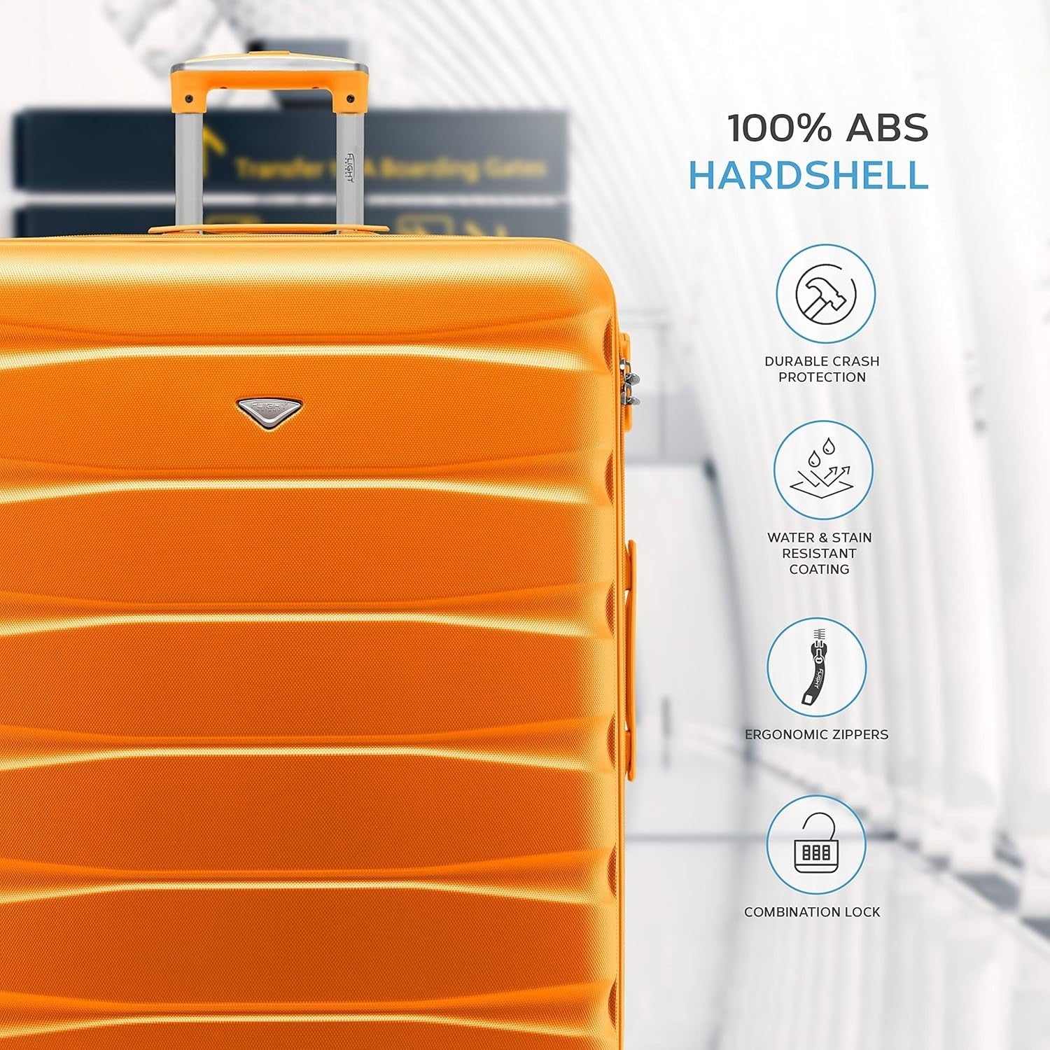 Cabin Carry On Suitcase 21” ABS Hard Shell Lightweight 4 Wheels