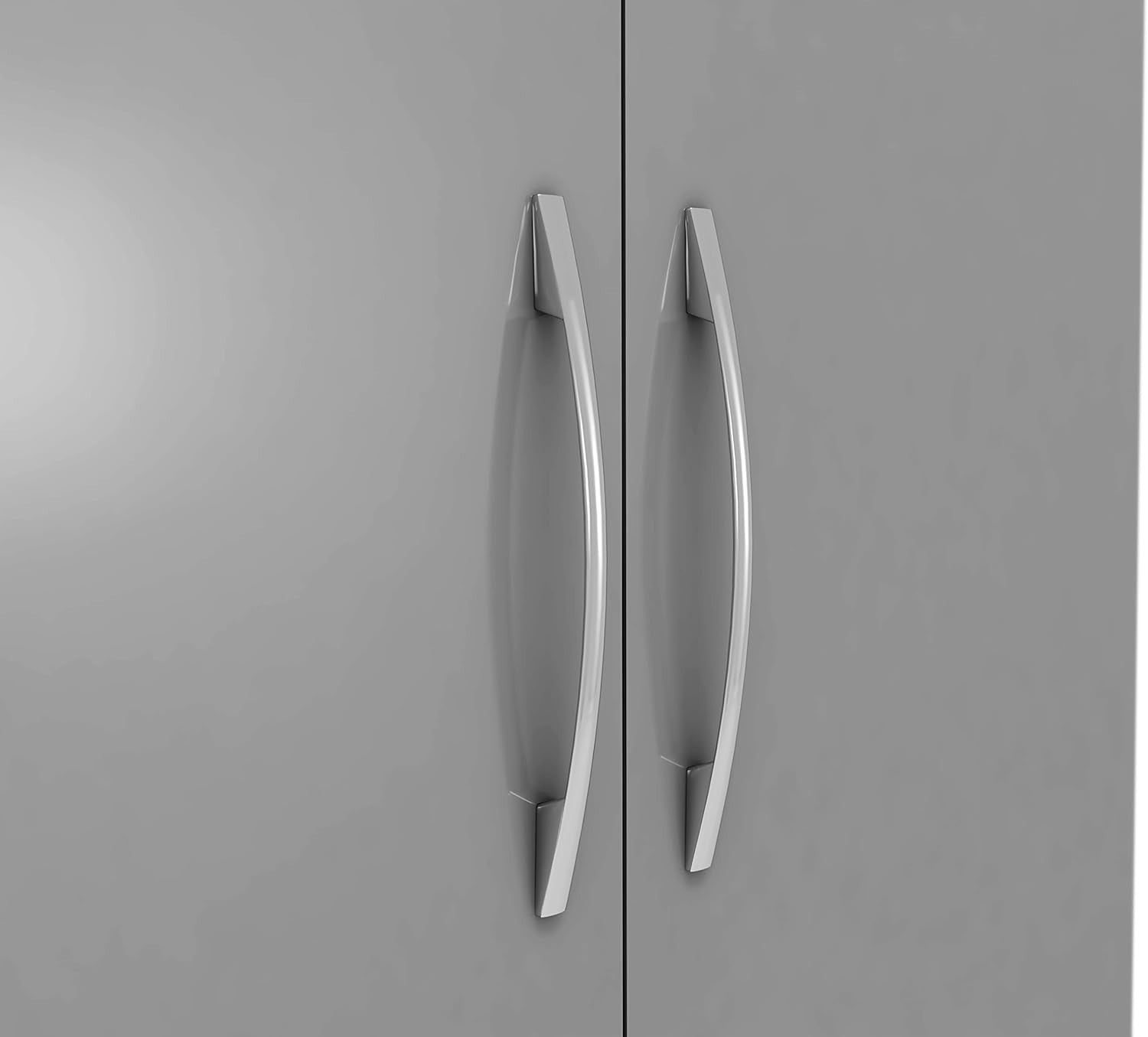 Grey Gloss Wardrobe with Open Shelves 2 Door Storage Cabinet Bedroom Unit