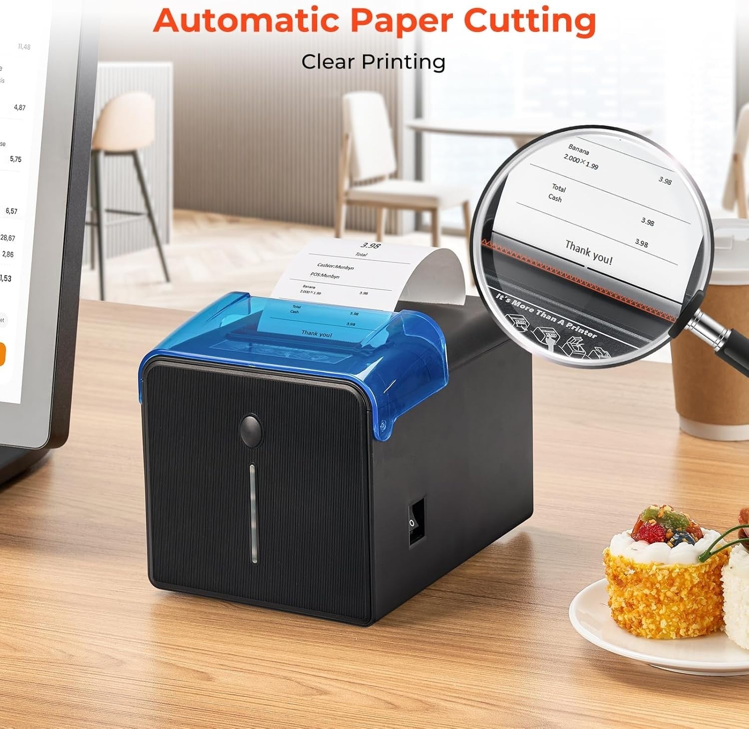 Black Wi-Fi Thermal Receipt POS Printer 80mm USB/LAN/Serial High-Speed