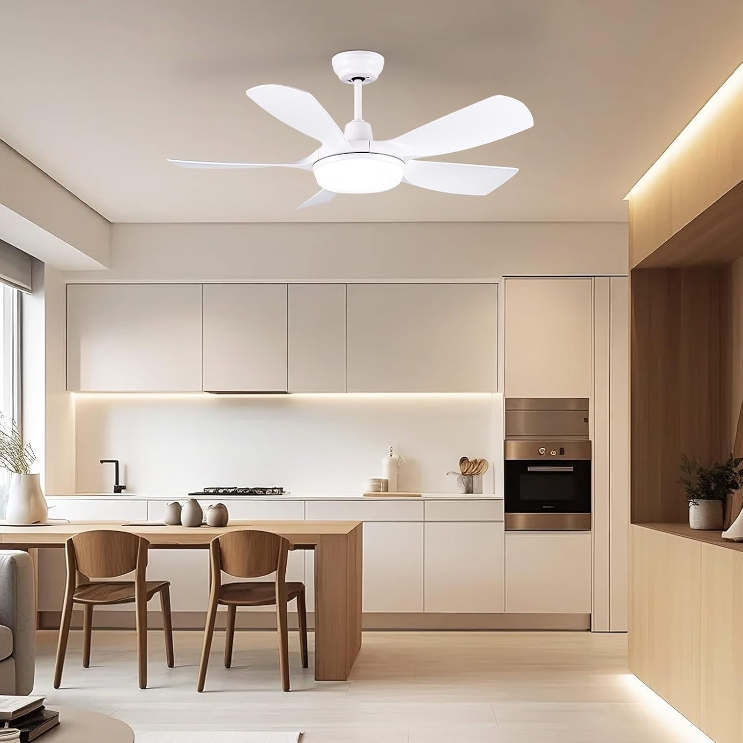 30" Ceiling Fan with Light, 5 Blades, Remote, Dimmable LED