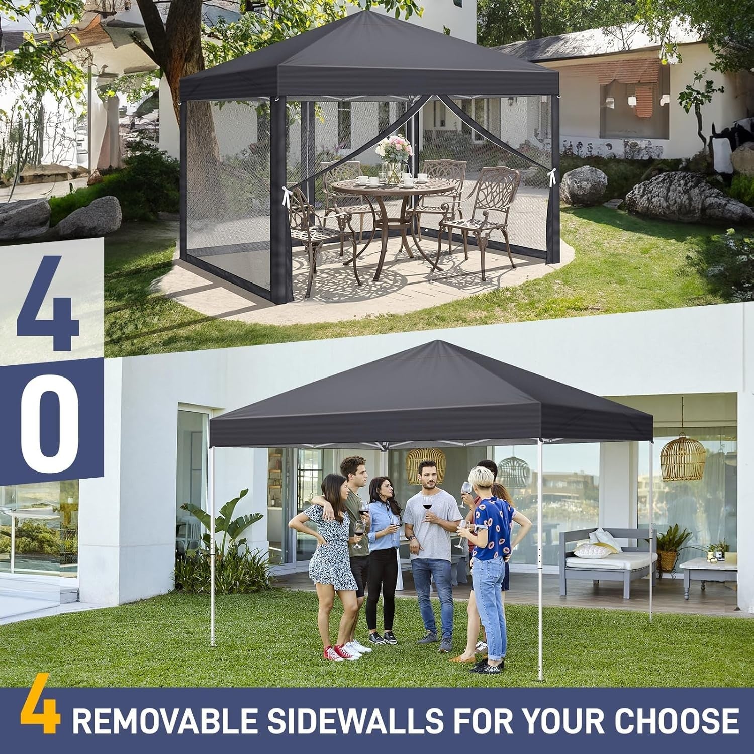 3x3M Pop Up Gazebo With Sides Mosquito Net Waterproof Garden Party Tent