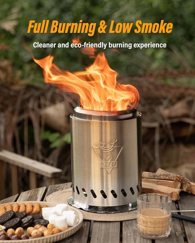 Smokeless Tabletop Fire Pit Portable Wood Pellet Burner Safe Indoor Outdoor Use