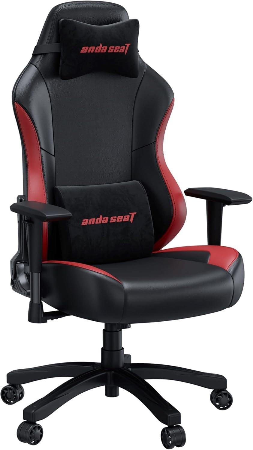 Large Ergonomic Gaming Chair Reclining PVC Leather Black Red