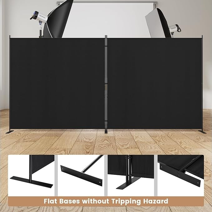 2-Panel Folding Room Divider 6FT Black Privacy Screen Partition Wall Office