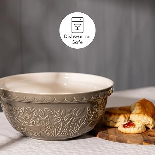 4.5L Grey Fox Mixing Bowl 29cm Ceramic Bread Cake Dough Pastry