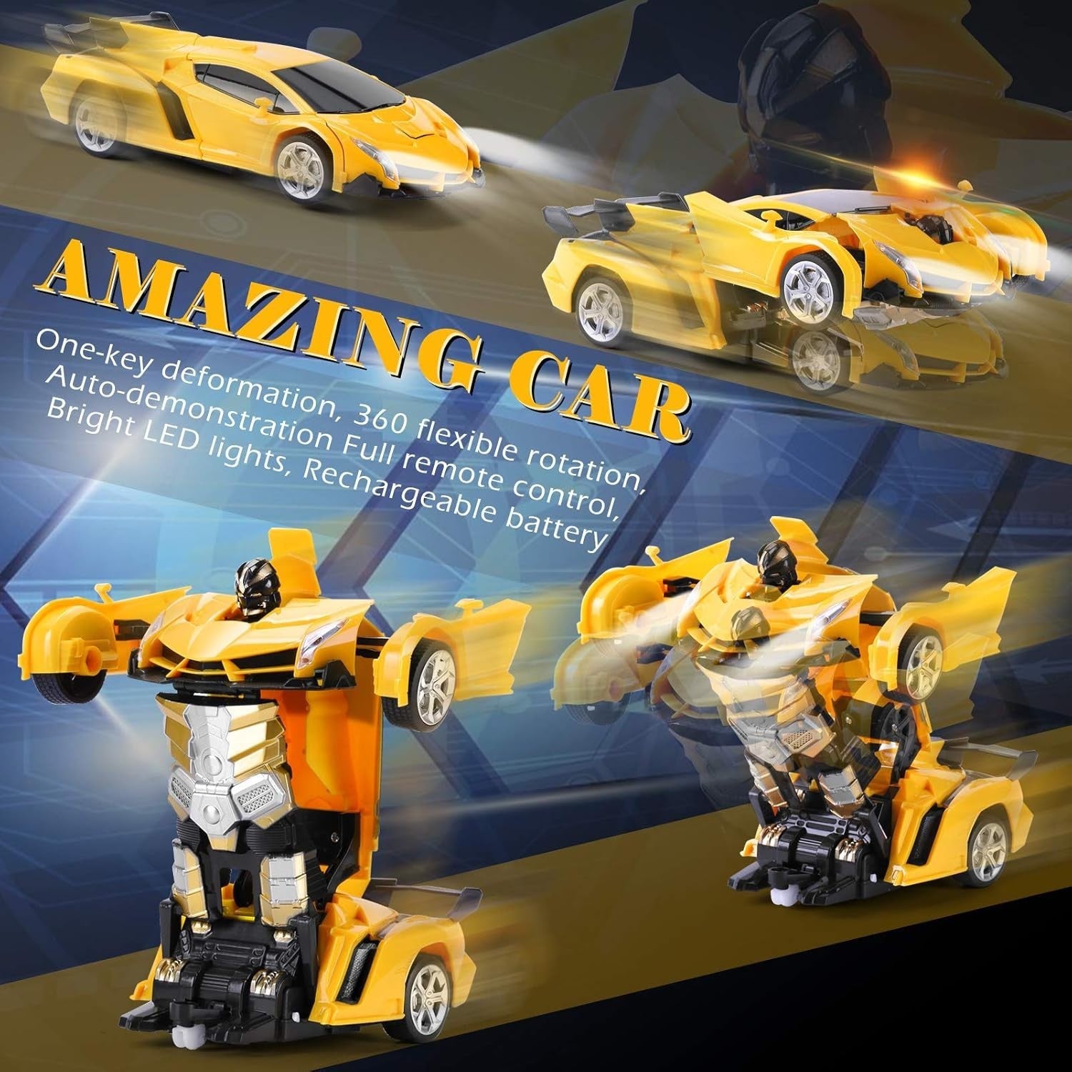 Robot RC Car Toy 360° Spin Rechargeable Gift for Kids 3–8+