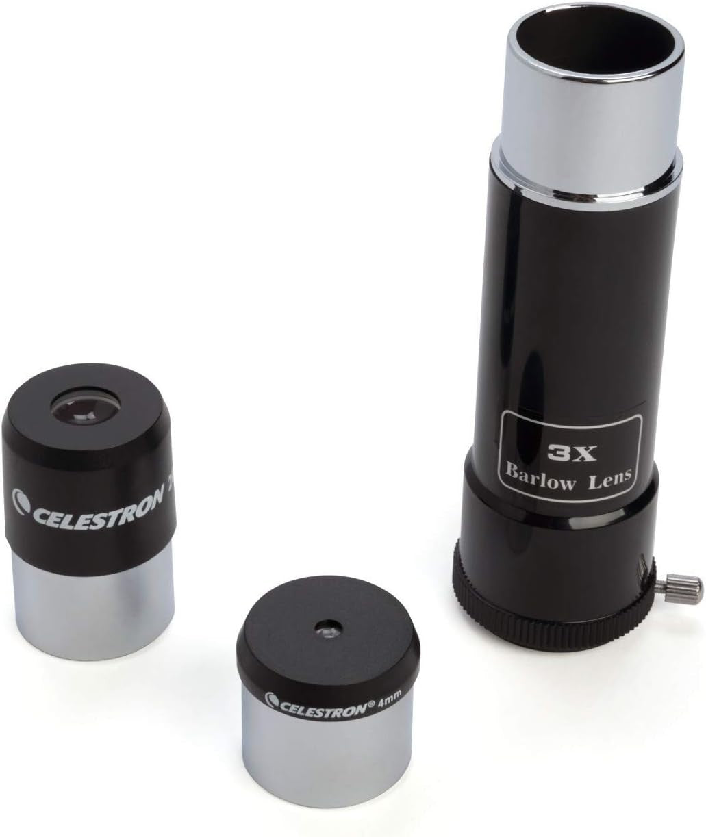 80mm Refractor Telescope with 2 Eyepieces, Barlow Lens & Tripod, Black