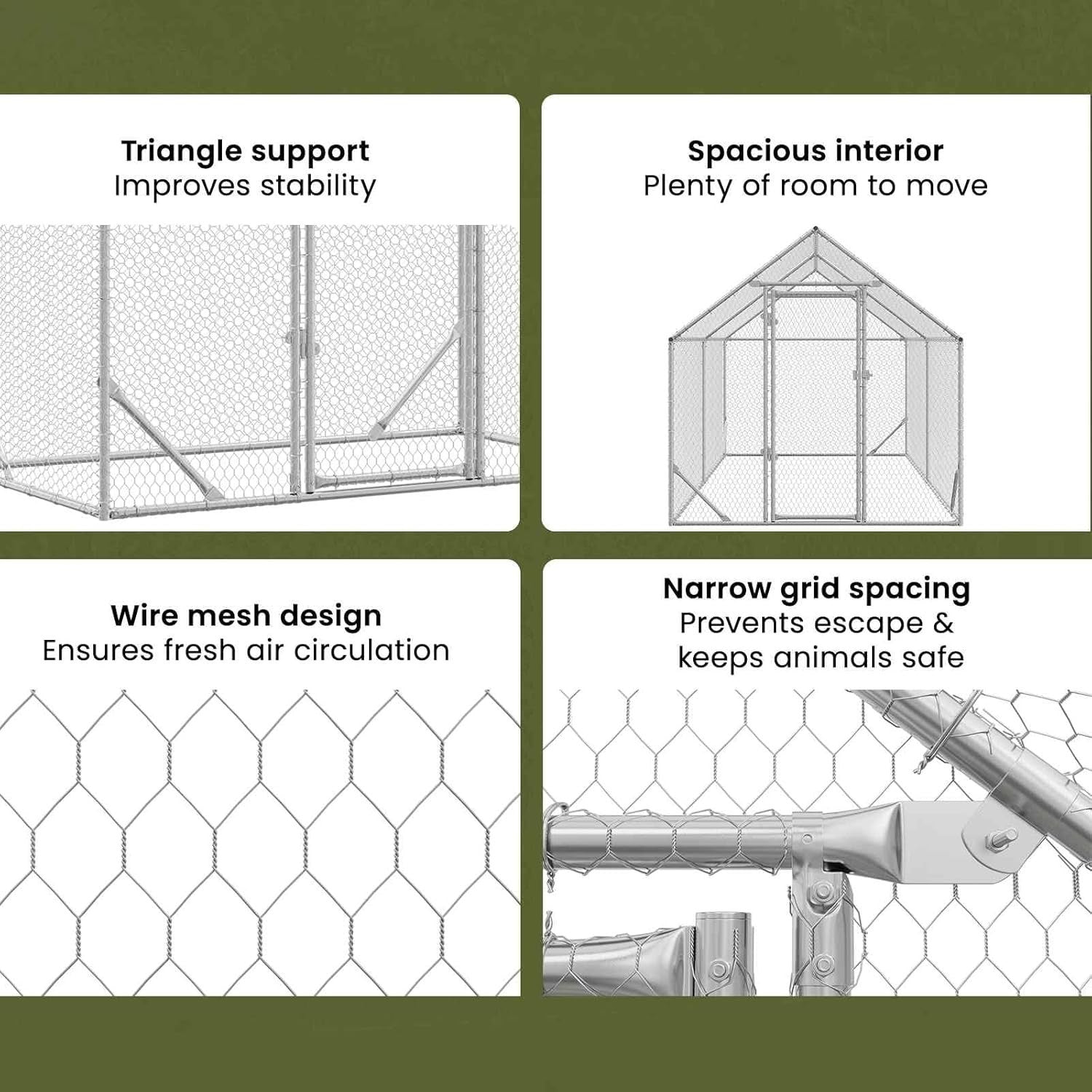 XXL Galvanised Steel Chicken Cage 400x170x177cm