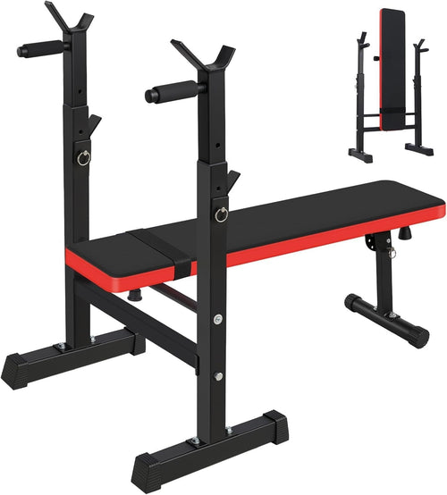 Folding Bench Press With Adjustable Barbell Rack 300kg Home Gym
