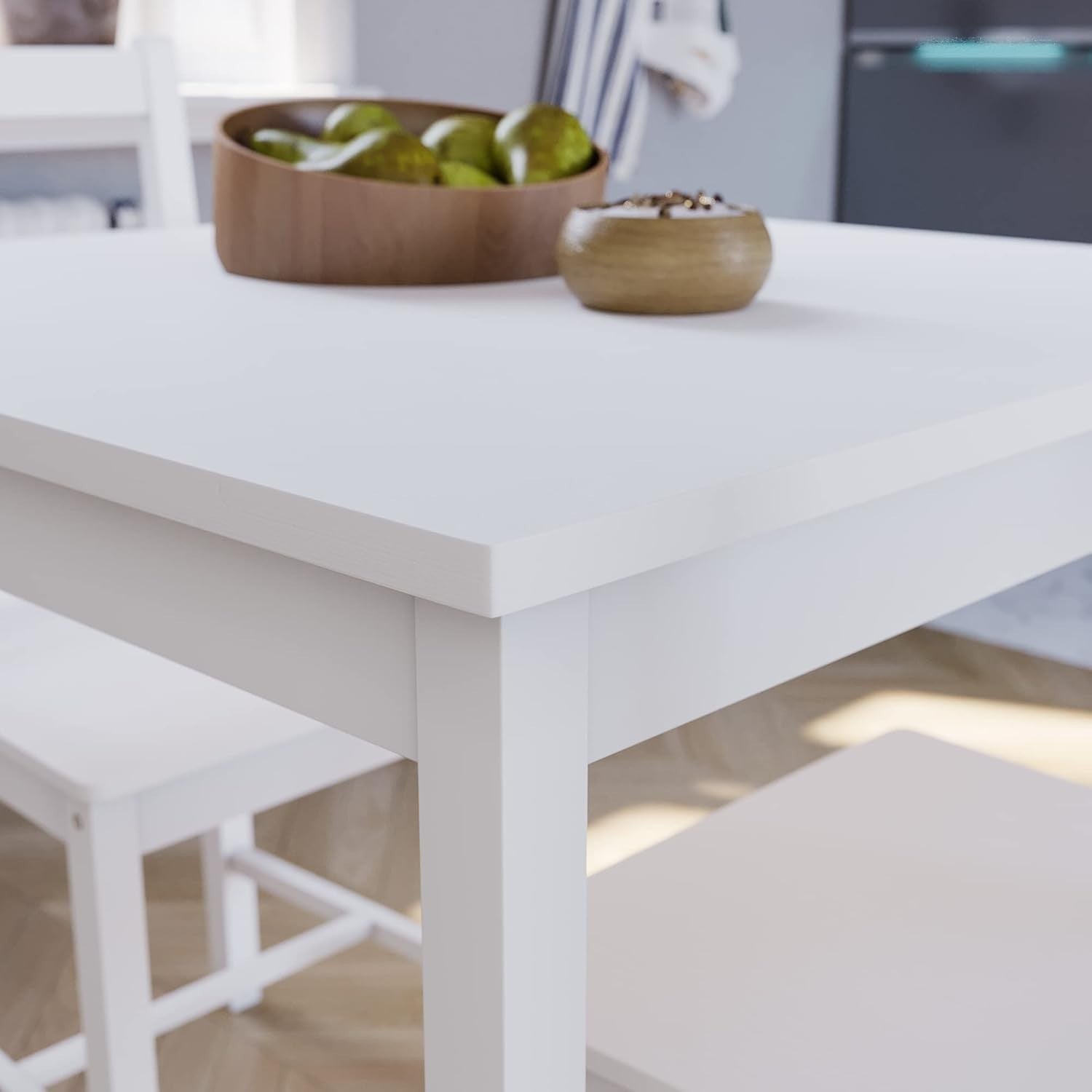 White Dining Table Set 2 Chairs | Compact Kitchen Small Space Furniture