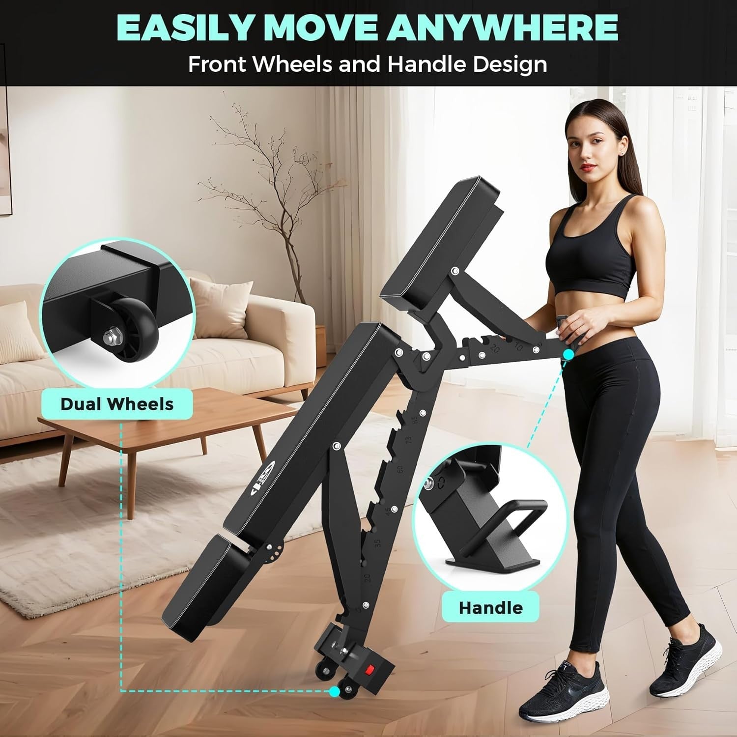 Heavy Duty Adjustable Weight Bench 640kg Foldable Full Body Gym