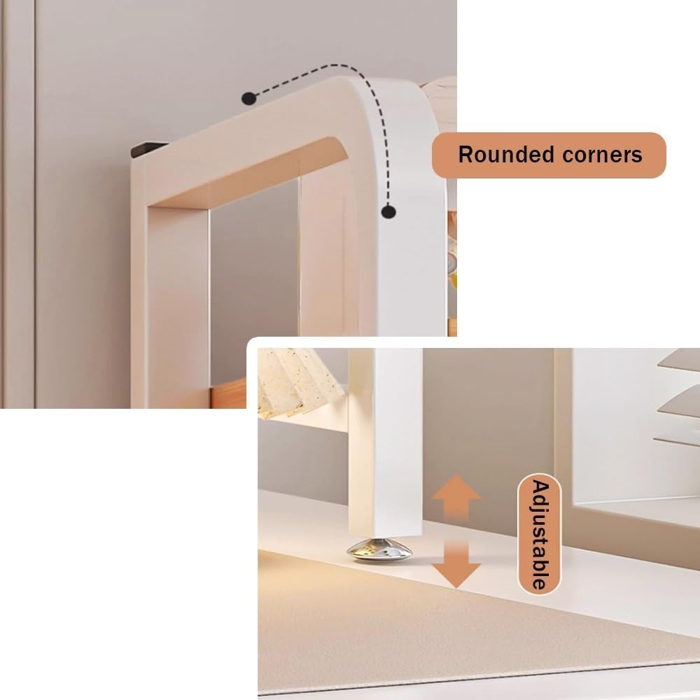2-Tier Desktop Bookshelf Organizer | Countertop Hutch w/ Grid Board 55cm White